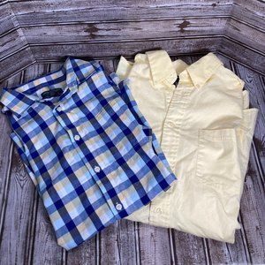 Lot of 2 CONSENSUS Men's L Button Down Dress Casual Short Sleeve Shirt Pocket